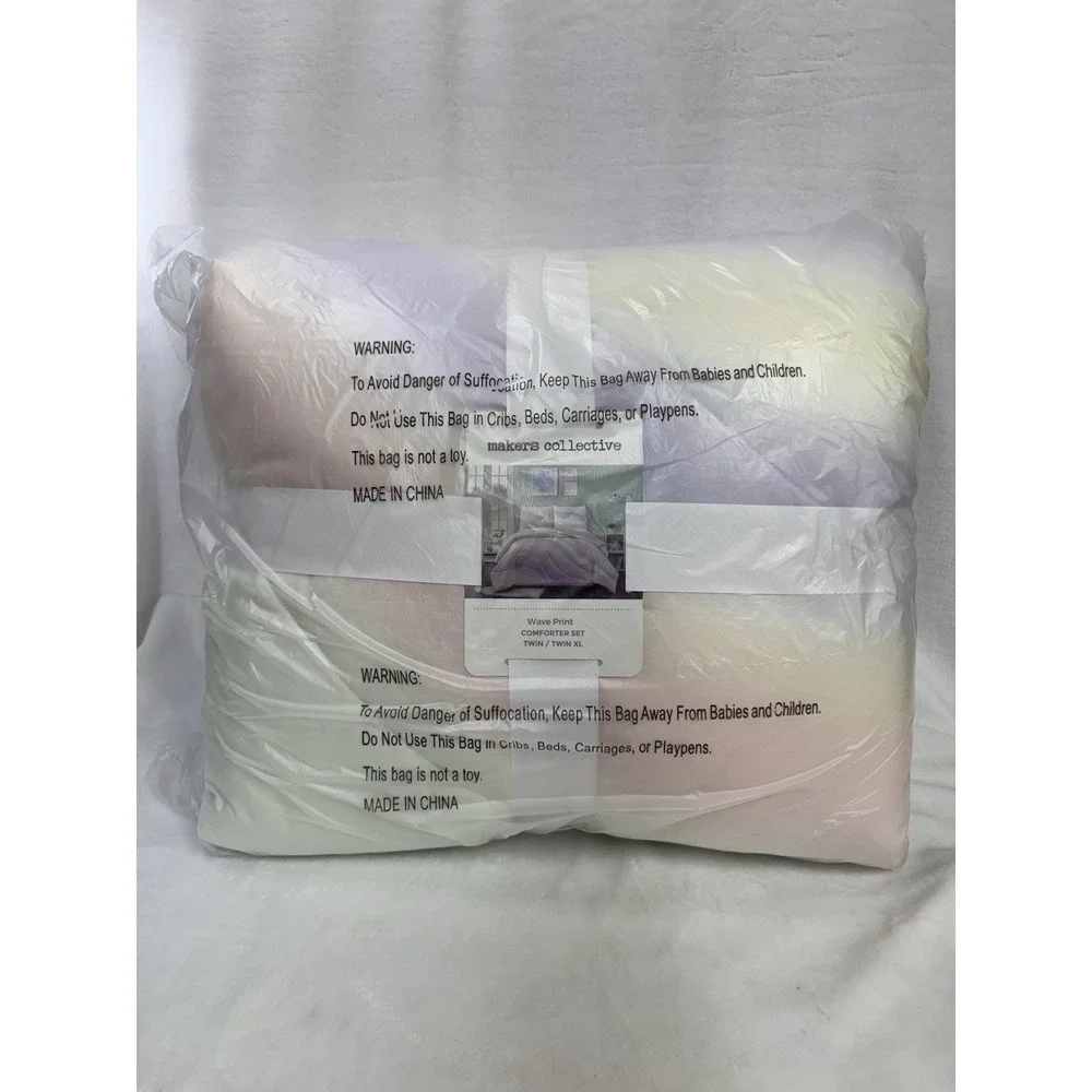 Twin/Twin XL Pastel Wave Swirl Print Comforter & Sham Set - Makers Collective